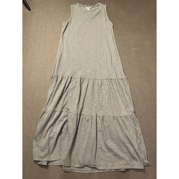 J Jill Slub Knit Tiered Maxi Dress Sleeveless Green Size Small Petite - Picture 1 of 5